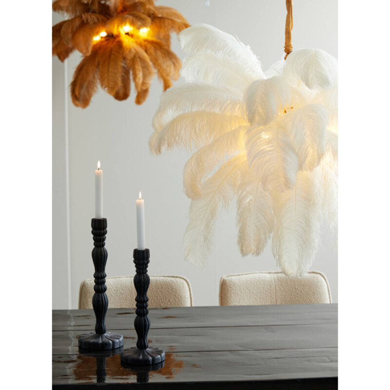Lámpara colgante clásica blanca con plumas y detalles dorados Light and Living Feather - Imagen 3
