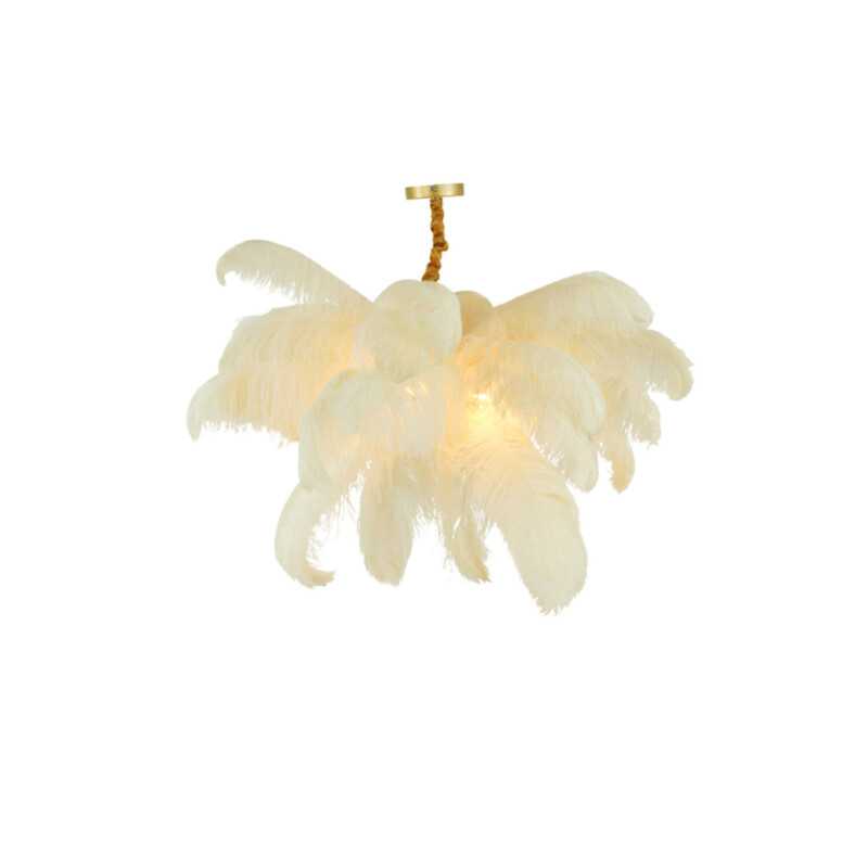 Lámpara colgante clásica blanca con plumas y detalles dorados Light and Living Feather - Imagen 6