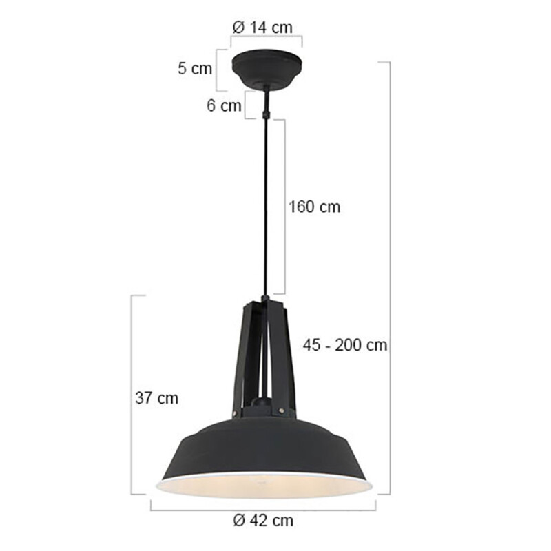 Lámpara colgante retro de metal negro Mexlite Eden - Imagen 6