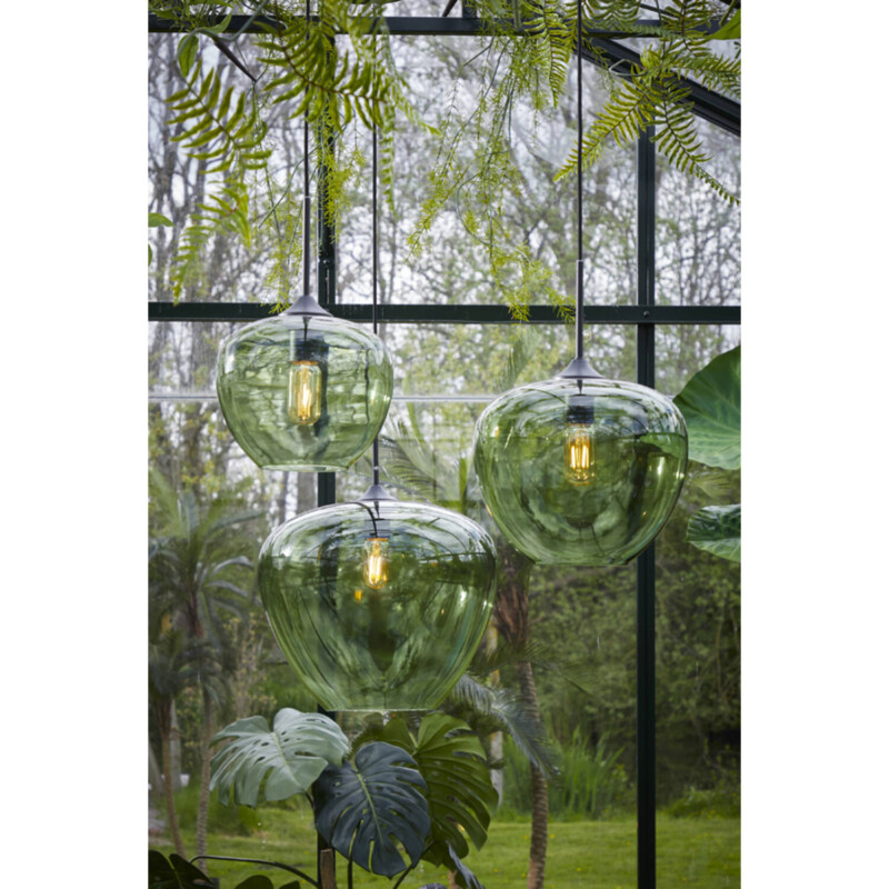 Lámpara colgante de vidrio ahumado verde retro Light and Living Mayson - Imagen 3