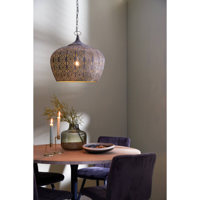 Lámpara colgante dorada oriental con motivo floral Light and Living Emine - Imagen 6