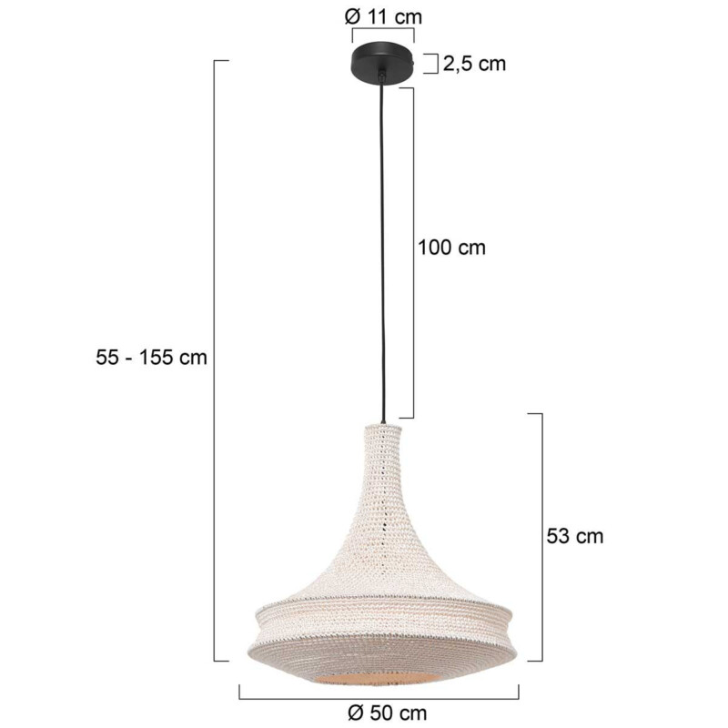 Lámpara colgante bohemia / oriental blanca tejida a mano Anne Light & Home Marrakesch - Imagen 6