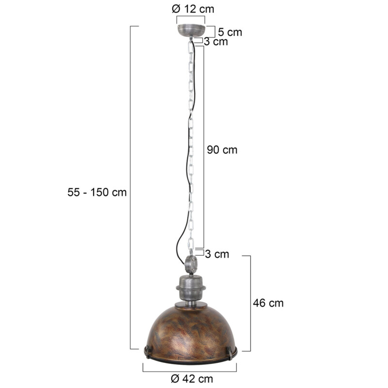 Lámpara colgante robusta de metal/cristal marrón en forma de cúpula Steinhauer Bikkel - Imagen 8