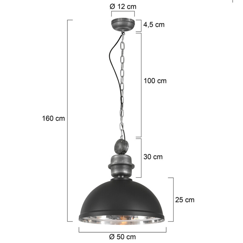 Lámpara colgante industrial de metal negro Mexlite Gaeve - Imagen 7