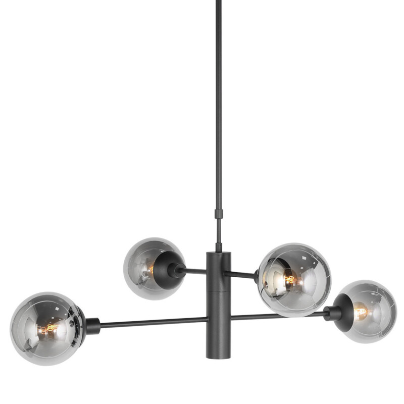 Lámpara colgante moderna con cuatro bolas Steinhauer Constellation vidrioahumado y negro - Imagen 2
