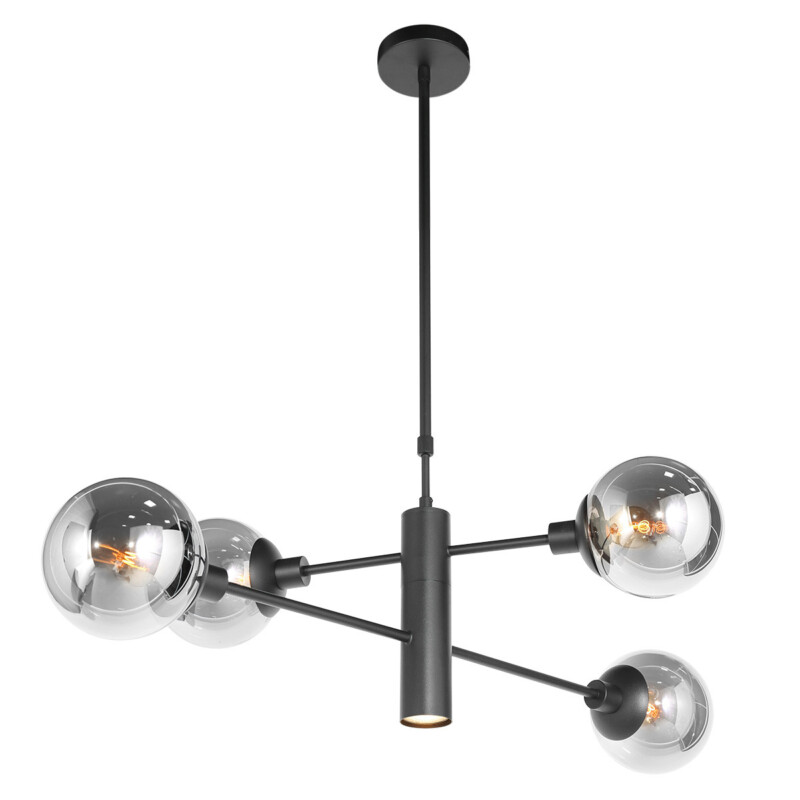 Lámpara colgante moderna con cuatro bolas Steinhauer Constellation vidrioahumado y negro - Imagen 7