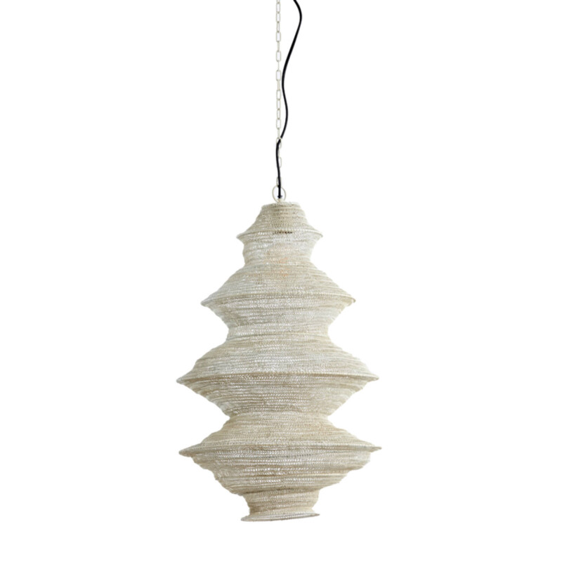 Lámpara colgante natural blanca de tela Light and Living Nakisha - Imagen 2