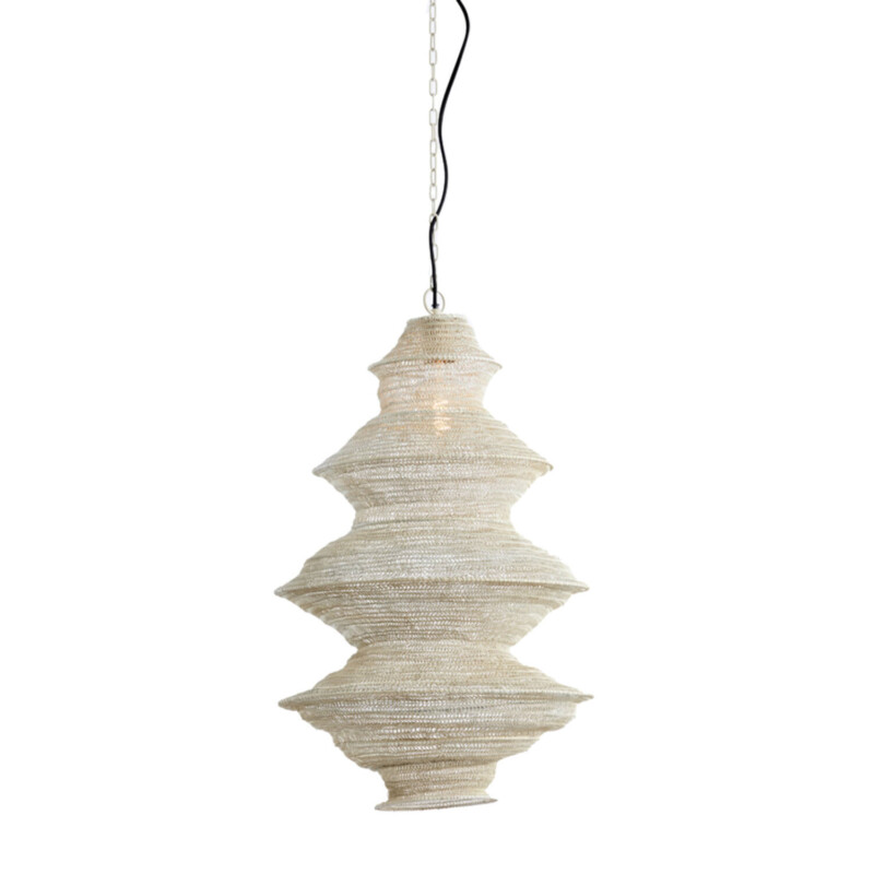 Lámpara colgante natural blanca de tela Light and Living Nakisha - Imagen 6