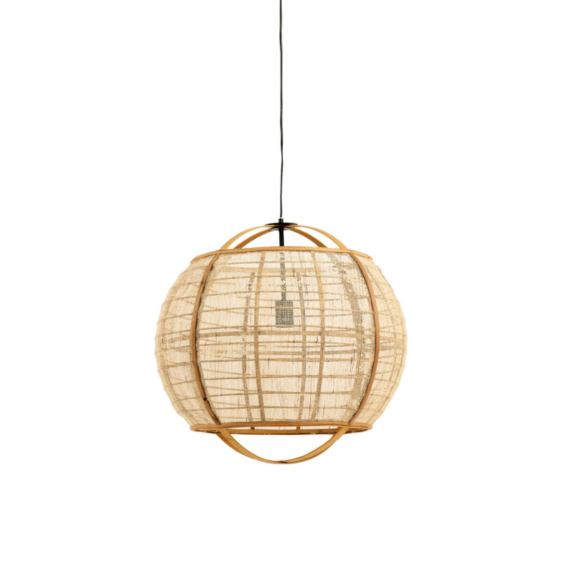 Lámpara colgante natural redonda beige de ratán Light and Living Reeva - Imagen 2