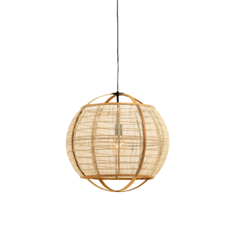 Lámpara colgante natural redonda beige de ratán Light and Living Reeva - Imagen 5