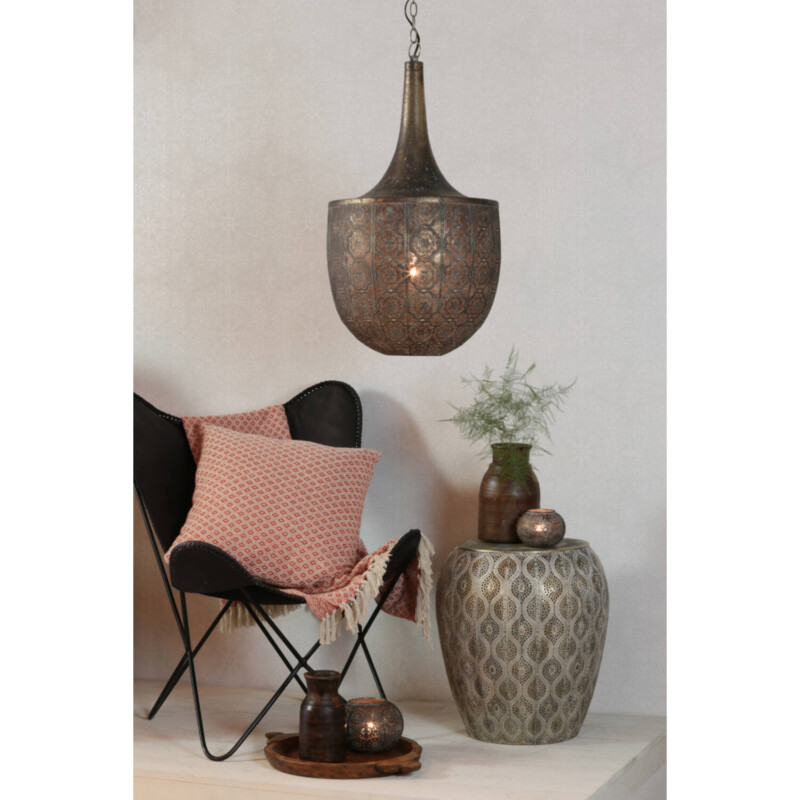 Lámpara colgante oriental dorada con flores perforadas Light and Living Tanya - Imagen 3