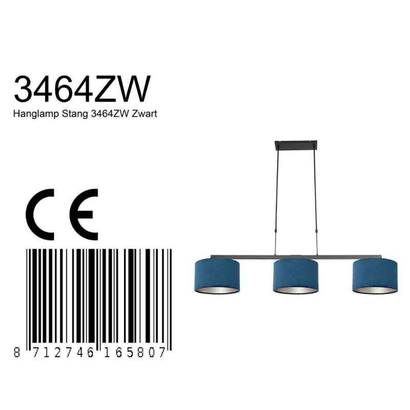 lampara-colgante-pantallas-azules-steinhauer-stang-negro-3464zw-9