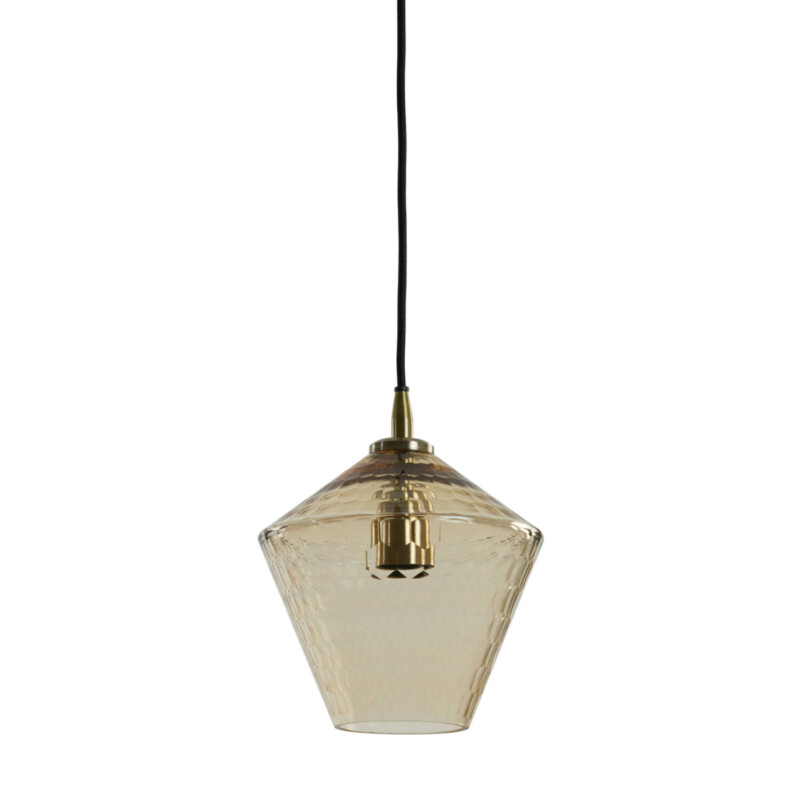 Lámpara colgante retro dorada con vidrio ahumado Light and Living Delila - Imagen 2