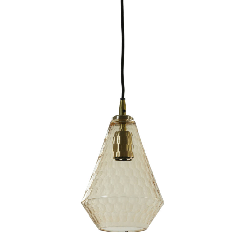 Lámpara colgante retro dorada con vidrio ahumado Light and Living Delilu - Imagen 2