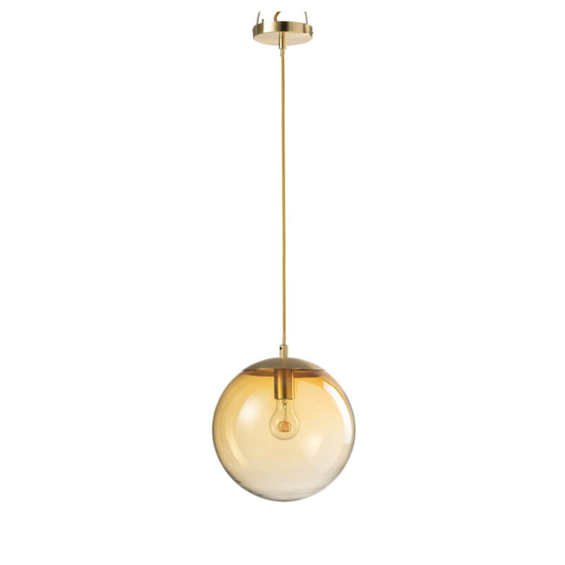 Lámpara colgante retro dorada de vidrio ahumado Jolipa Orb - Imagen 2