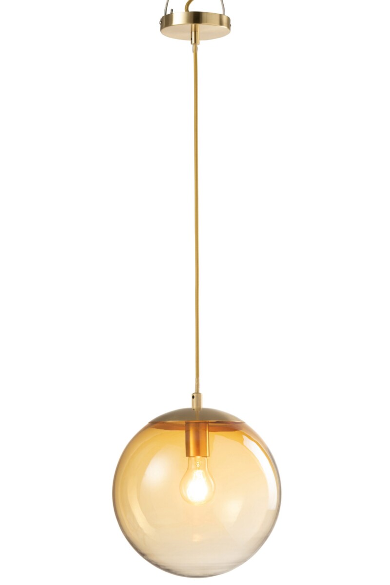 Lámpara colgante retro dorada de vidrio ahumado Jolipa Orb - Imagen 4