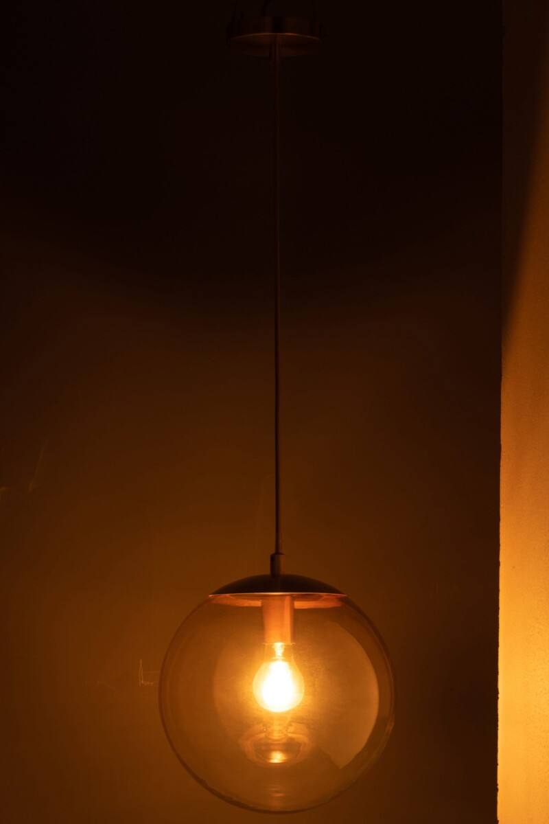 Lámpara colgante retro dorada de vidrio ahumado Jolipa Orb - Imagen 5