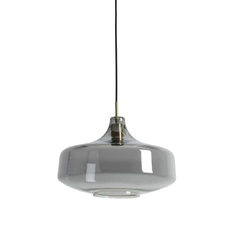 Lámpara colgante retro gris redonda de vidrio ahumado Light and Living Solna - Imagen 2
