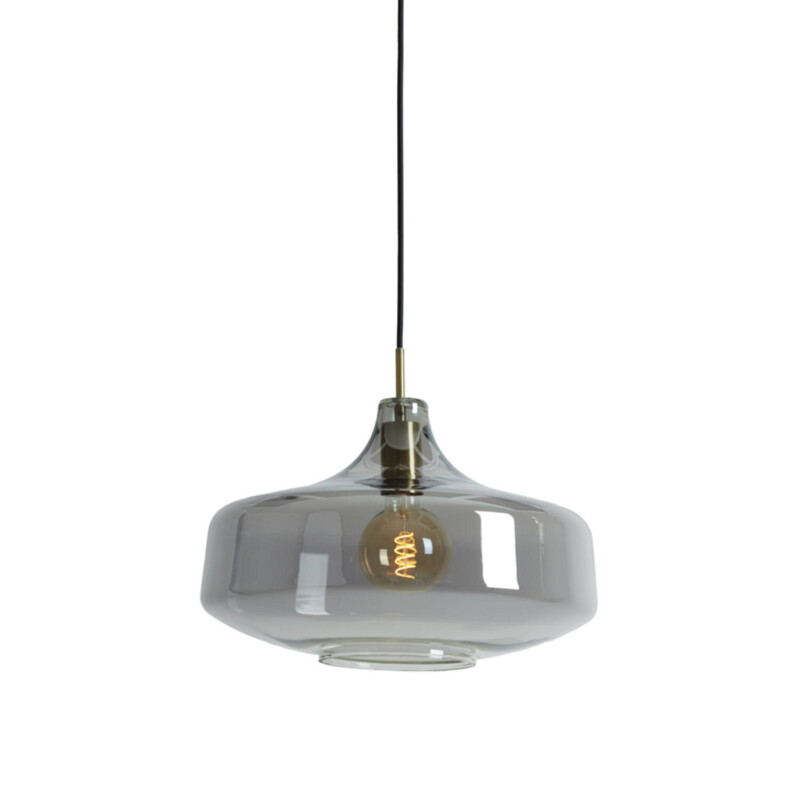 Lámpara colgante retro gris redonda de vidrio ahumado Light and Living Solna - Imagen 5