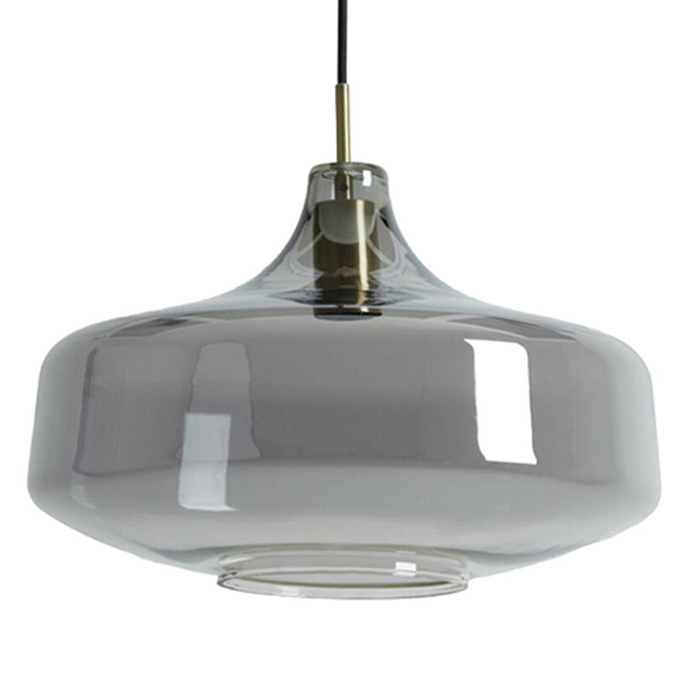 Lámpara colgante retro gris redonda de vidrio ahumado Light and Living Solna
