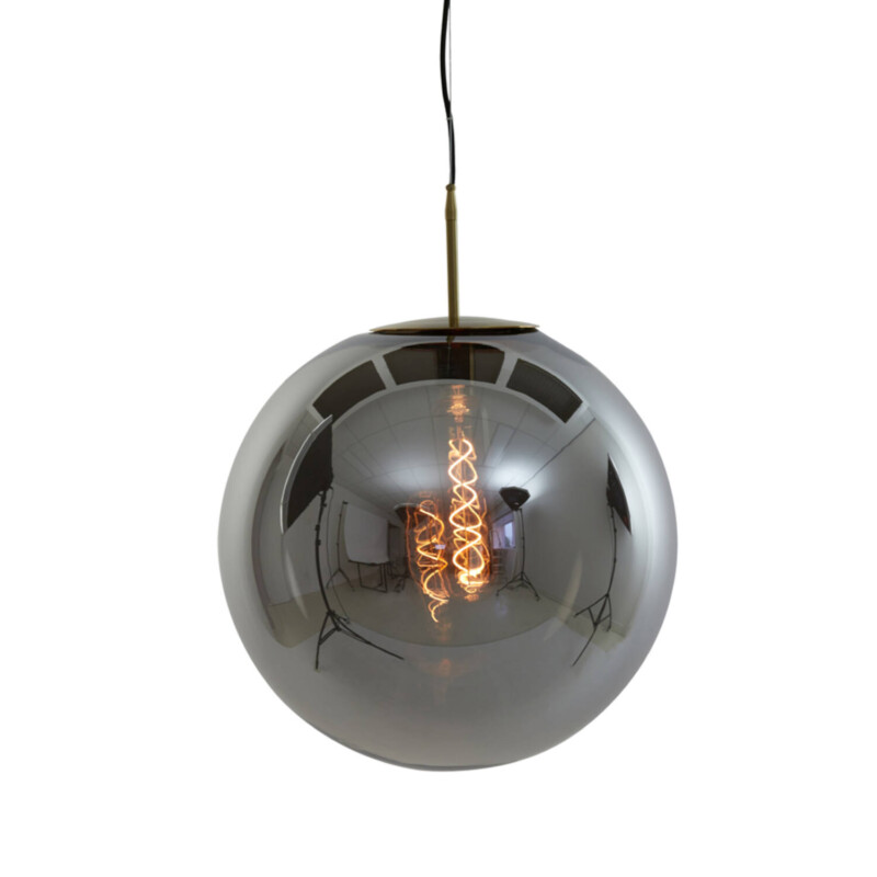 Lámpara colgante retro negra con globo de vidrio ahumado Light and Living Medina - Imagen 5