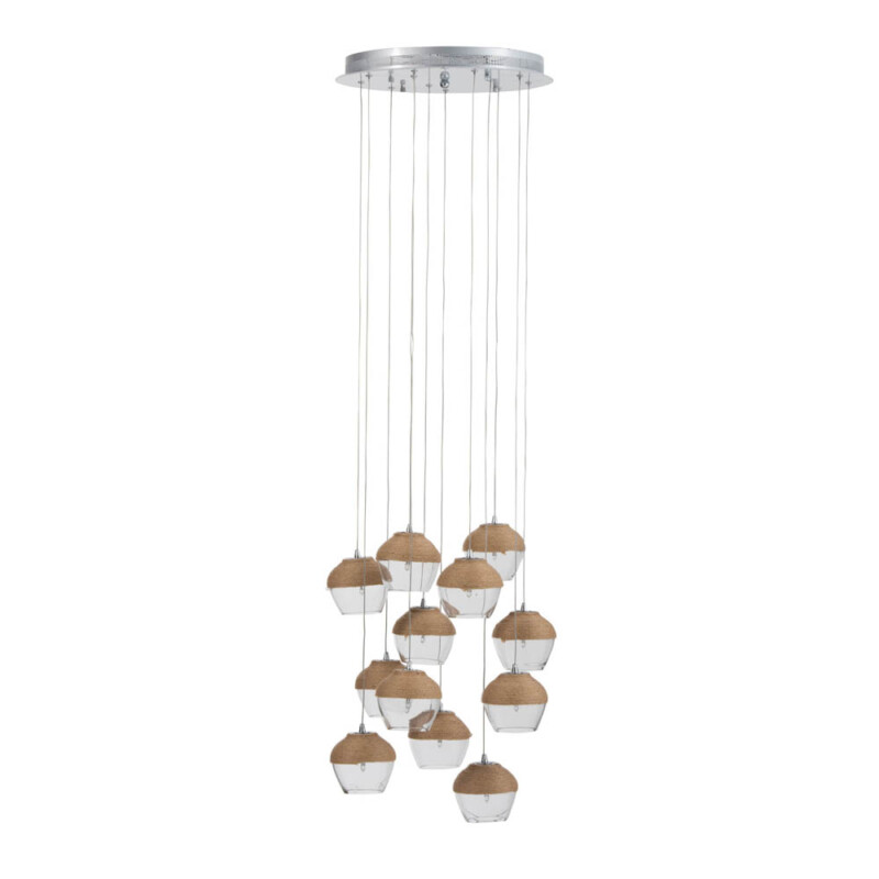 Lámpara colgante rústica beige con doce luces Jolipa Henry - Imagen 2