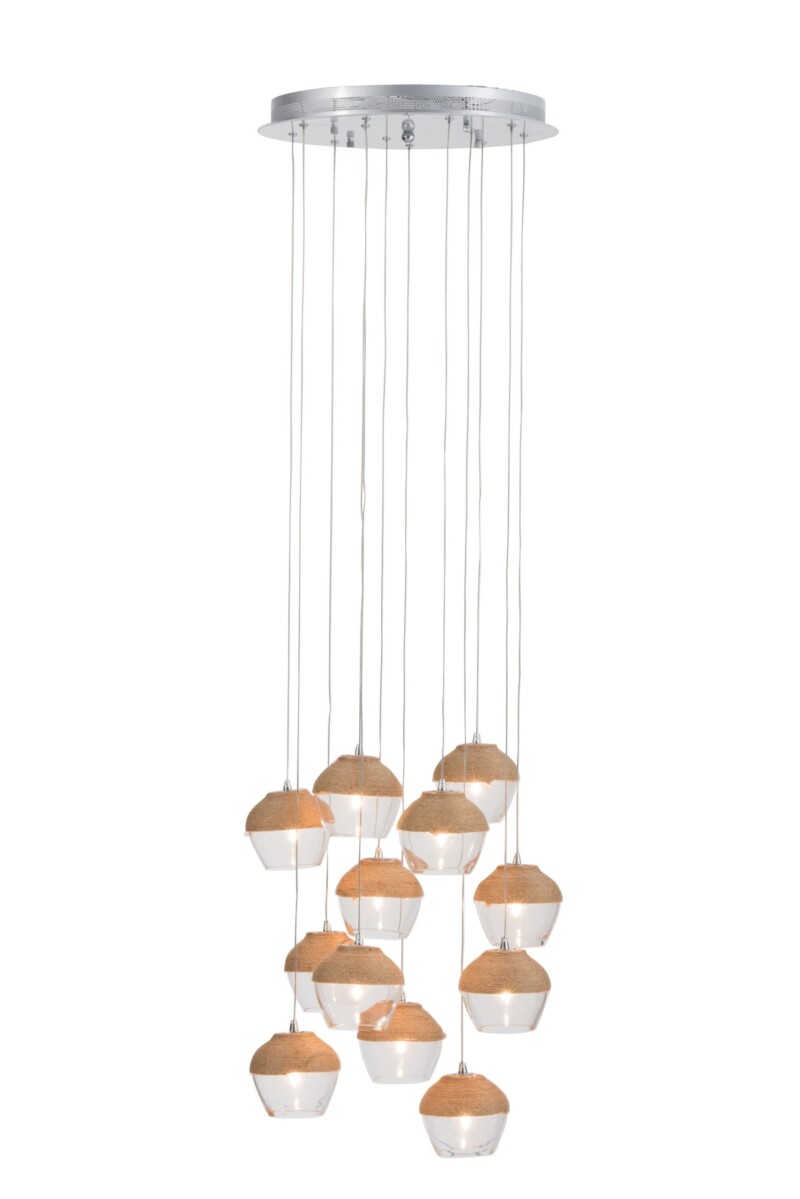 Lámpara colgante rústica beige con doce luces Jolipa Henry - Imagen 3