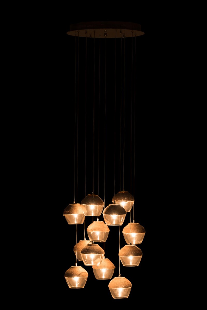 Lámpara colgante rústica beige con doce luces Jolipa Henry - Imagen 4