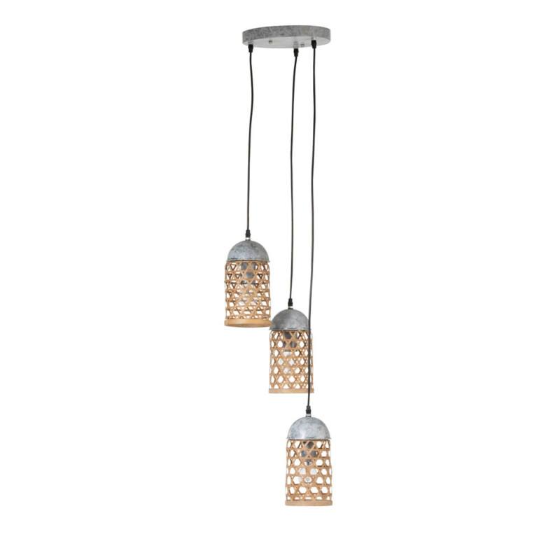 Lámpara colgante rústica de madera con tres luces Jolipa Merlin - Imagen 2