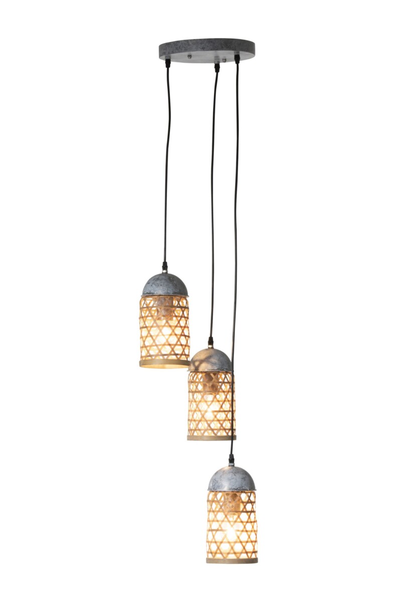 Lámpara colgante rústica de madera con tres luces Jolipa Merlin - Imagen 3