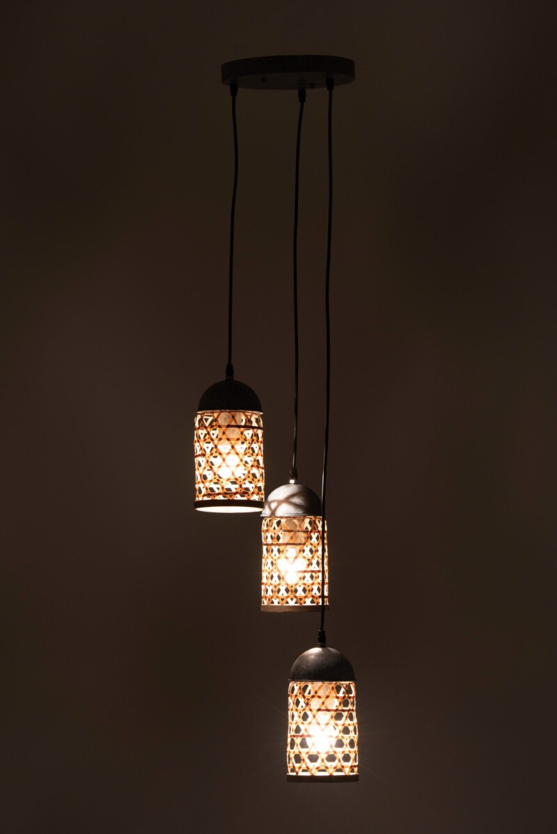 Lámpara colgante rústica de madera con tres luces Jolipa Merlin - Imagen 4
