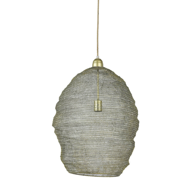 Lámpara colgante rústica dorada con textil Light and Living Nikki - Imagen 2