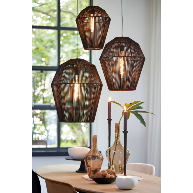 Lámpara colgante rústica negra con diseño de cesta Light and Living Deya - Imagen 3