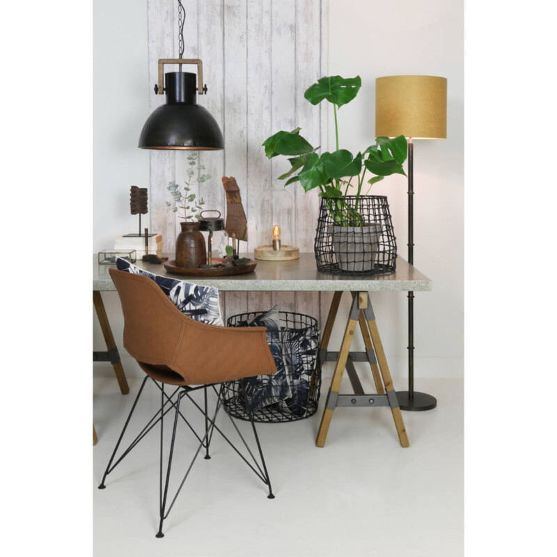 Lámpara colgante rústica negra de madera estilo farol Light and Living Shelly - Imagen 3