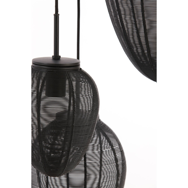 Lámpara colgante rústica negra en forma de huevo trío Light and Living Yaelle - Imagen 5