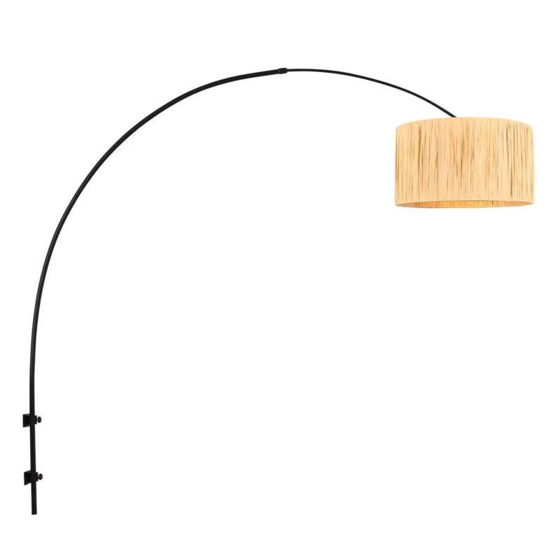 Lámpara curva ajustable con tulipa étnica Steinhauer Sparkled light naturel y negro - Imagen 2