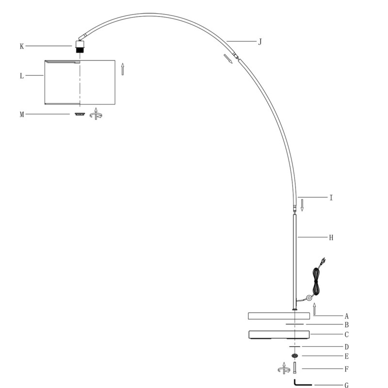 Lámpara de arco en blanco Mexlite Solva - Imagen 8