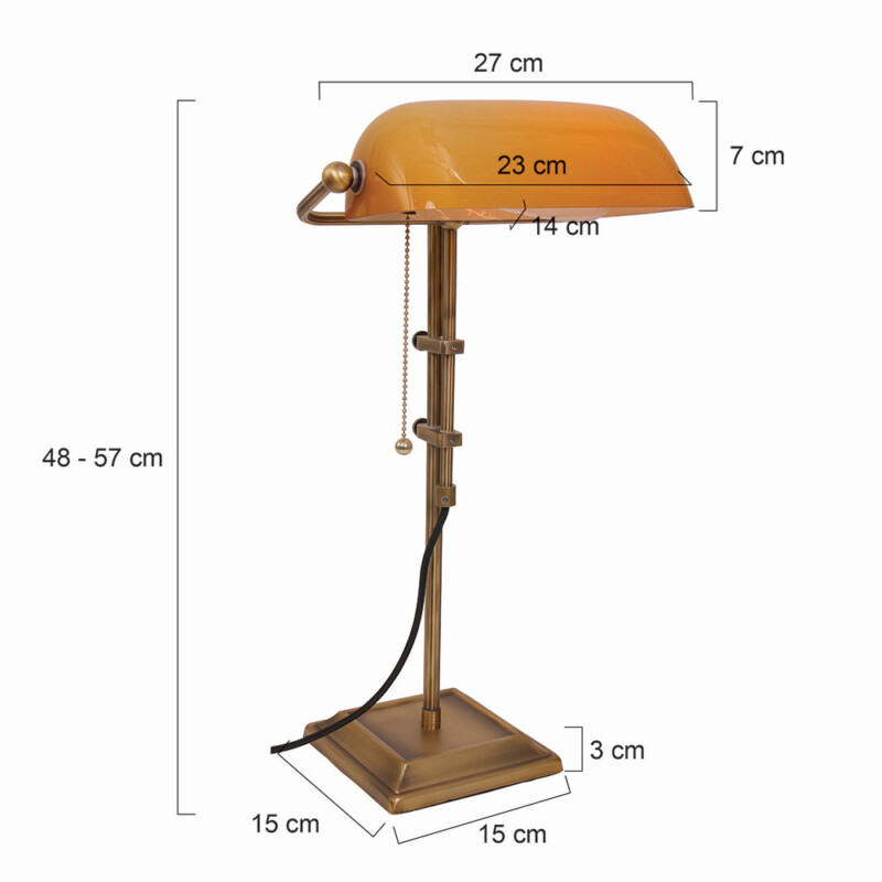 Lámpara de mesa clásica de vidrio y metal bronce Steinhauer Ancilla - Imagen 7