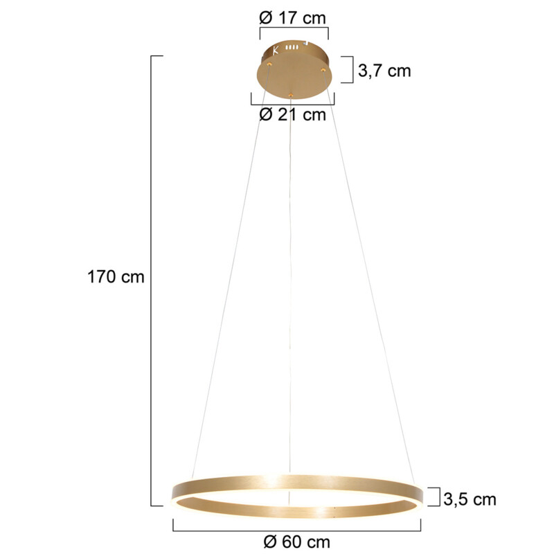 Lámpara colgante de diseño en forma de anillo dorado Steinhauer Ringlux - Imagen 7