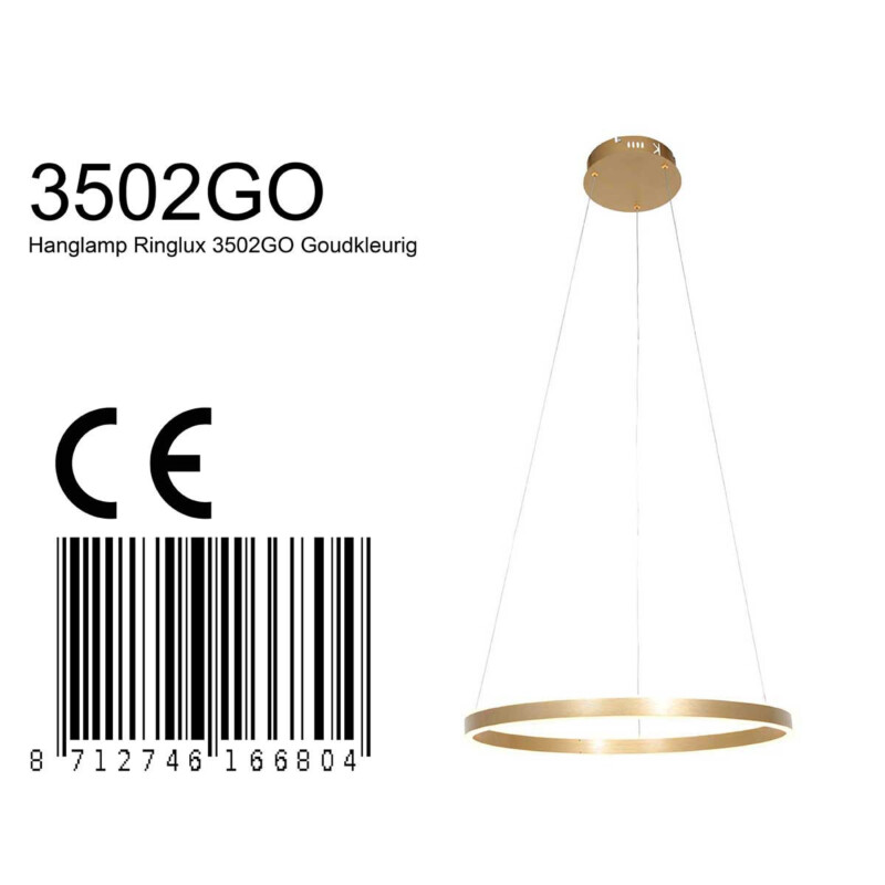 Lámpara colgante de diseño en forma de anillo dorado Steinhauer Ringlux - Imagen 8