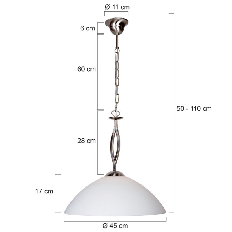 Lámpara colgante clásica de acero con pantalla de vidrio opalino Steinhauer Capri - Imagen 7
