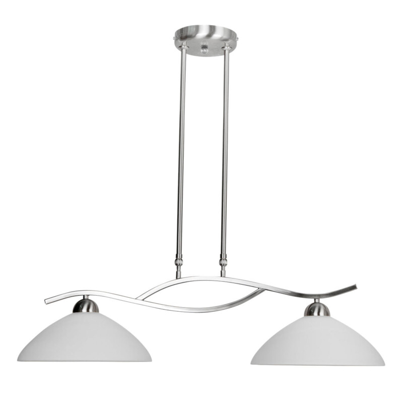 Lámpara colgante de 2 luces de acero con pantallas de vidrio opalino Steinhauer Capri - Imagen 2