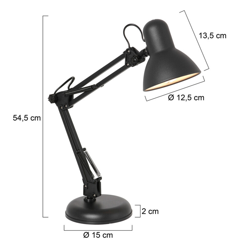 Lámpara de mesa industrial negra flexible Mexlite Study - Imagen 7