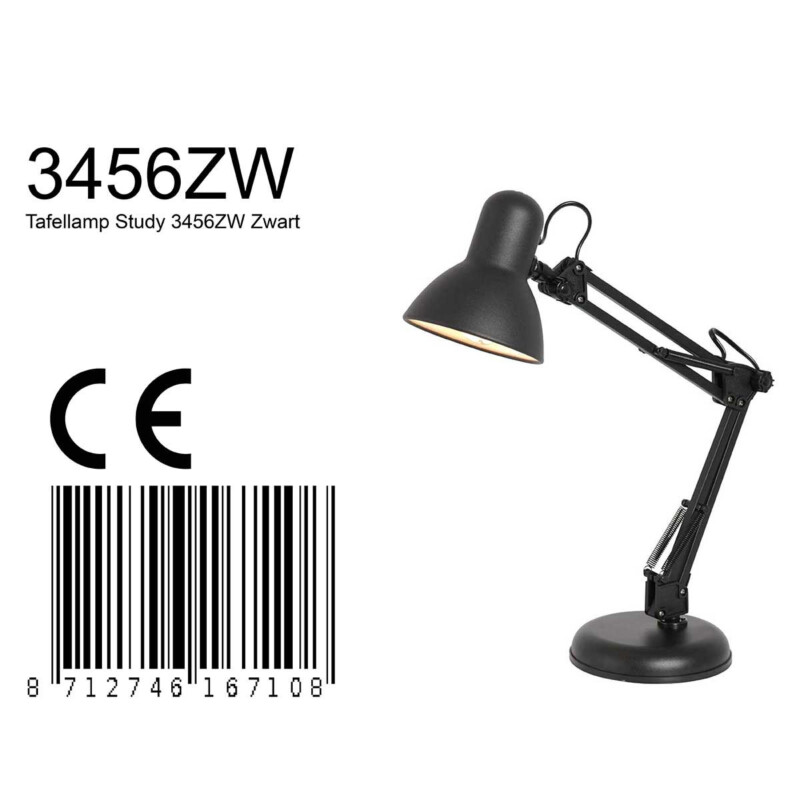 Lámpara de mesa industrial negra flexible Mexlite Study - Imagen 8