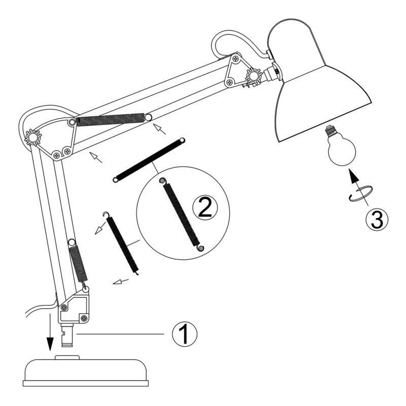 Lámpara de mesa industrial negra flexible Mexlite Study - Imagen 9