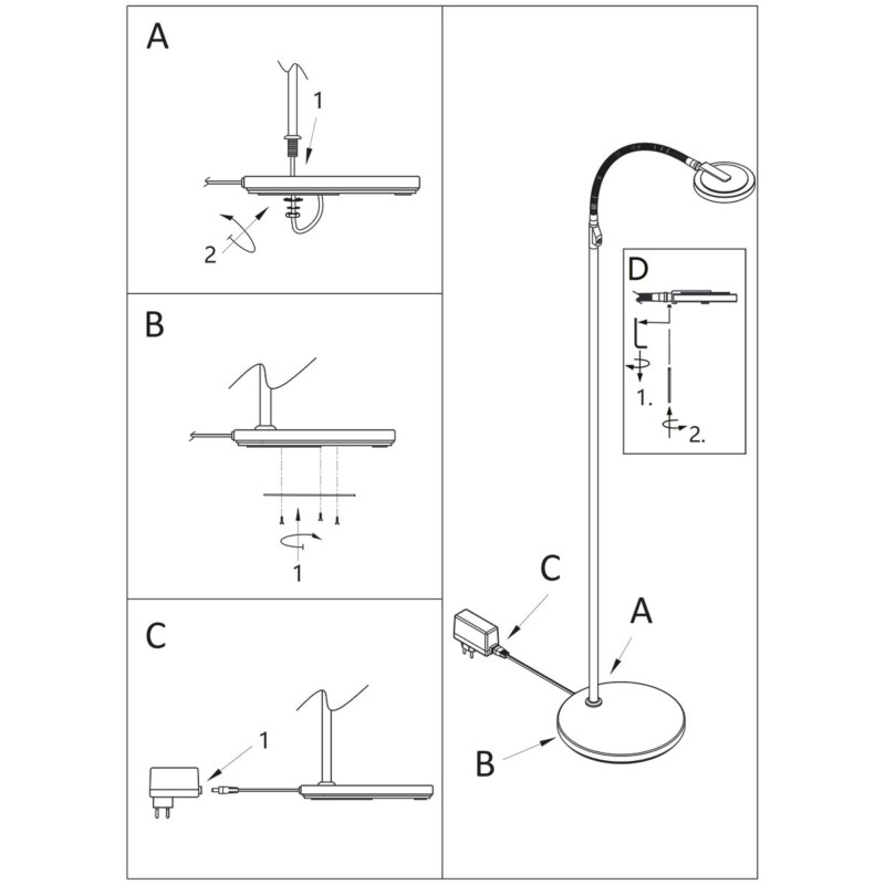 Lámpara de lectura LED negra Steinhauer Turound - Imagen 11
