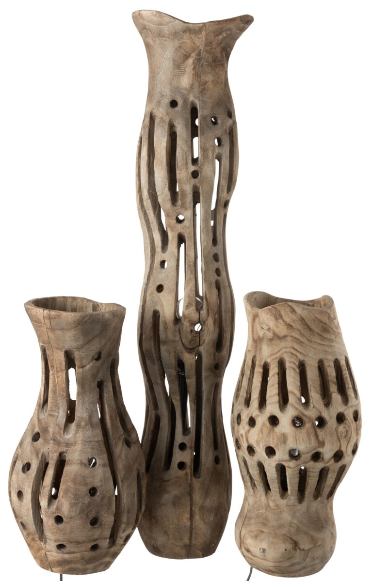 Lámpara de mesa africana de madera beige Jolipa Elise - Imagen 6