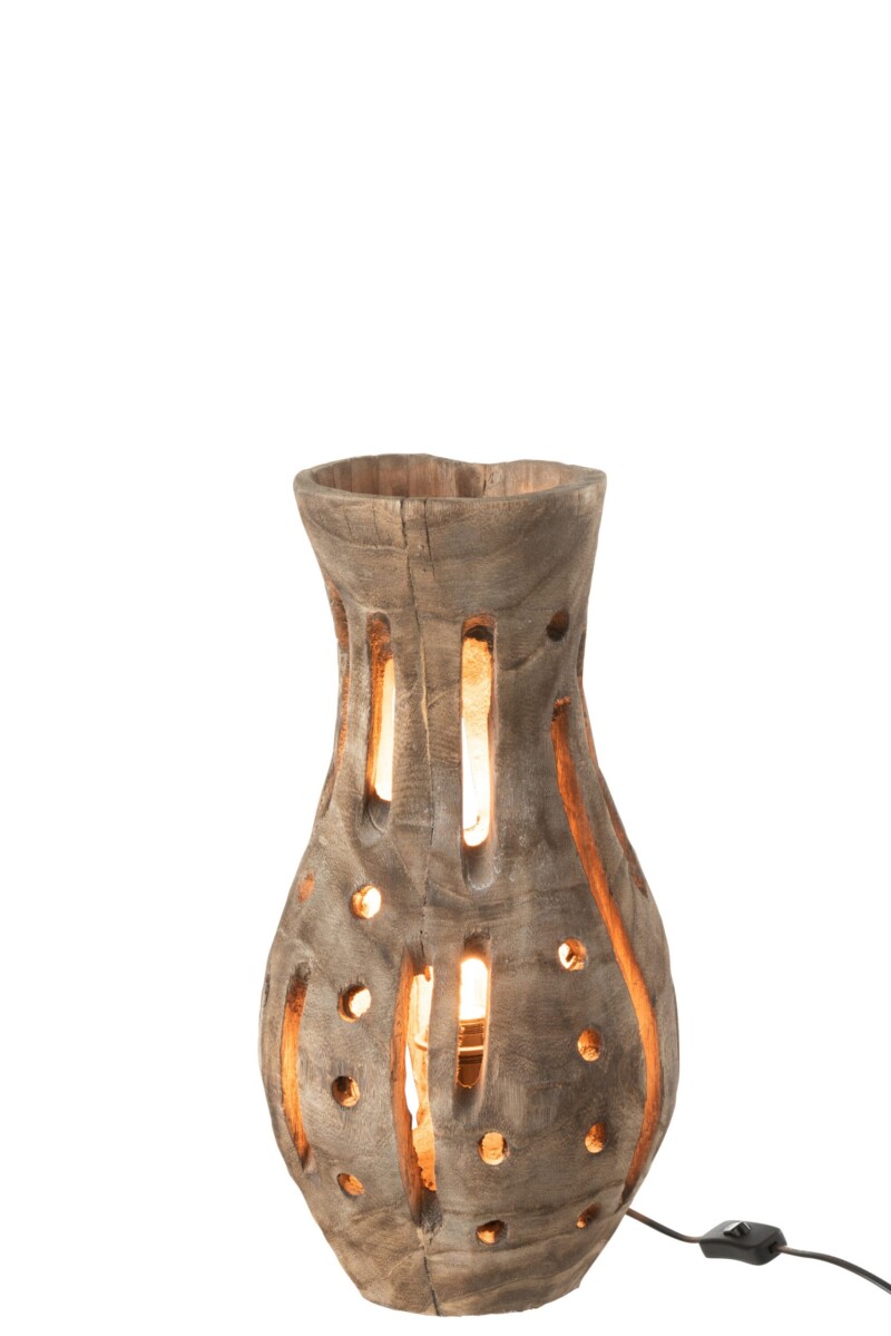 Lámpara de mesa africana de madera calada Jolipa Elisabeth - Imagen 3