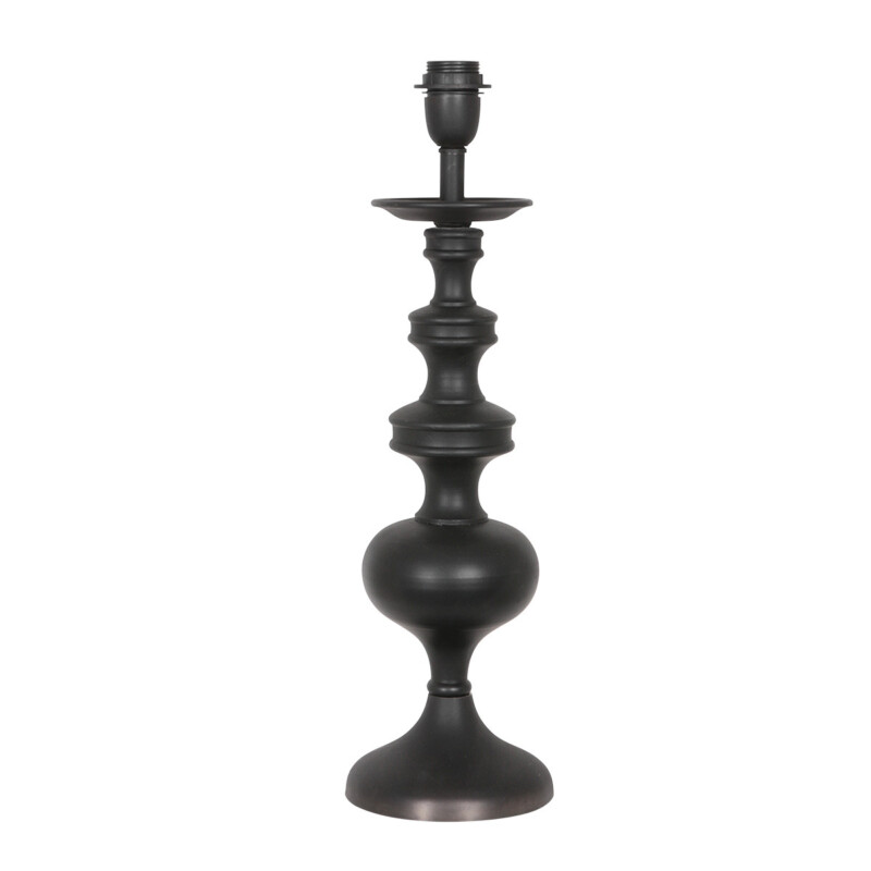 Lámpara de mesa alta en negro con tulipa étnica Anne Light & Home Lyons naturel y negro - Imagen 2