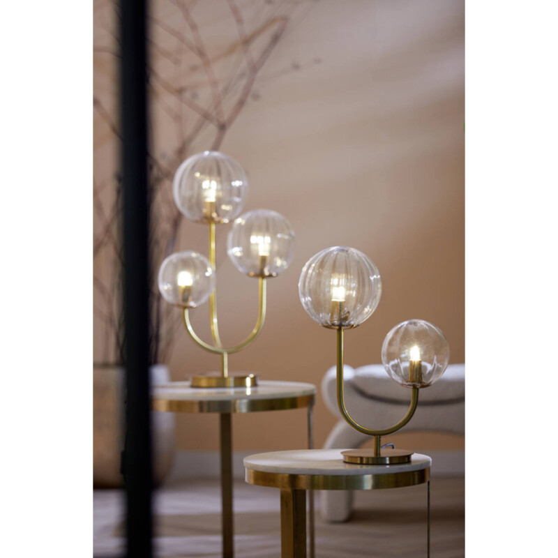 Lámpara de mesa clásica dorada con dos puntos de luz Light and Living Magdala - Imagen 3